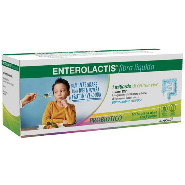 Probiotici Liquidi con Fibra Senza Glutine e Lattosio 12 Flaconcini - ENTEROLACTIS