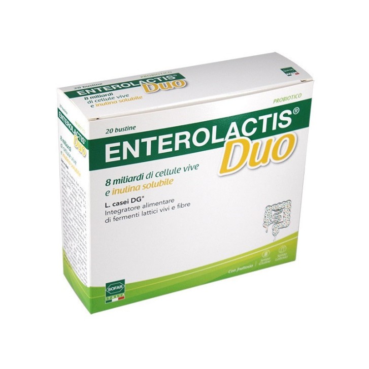 ENTEROLACTIS DUO Integratore Fermenti Lattici e Fibre 20 bustine Senza Glutine/Lattosio