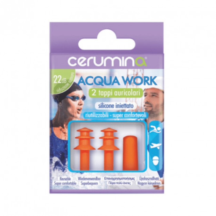 Tappi Auricolari Riutilizzabili Silicone Protezione Acqua e Rumore 22dB 2pz - CERUMINA