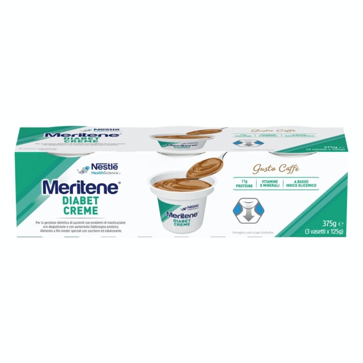 Meritene Diabet Crema Iperproteica Caffè Basso Indice Glicemico 3x125g - Meritene