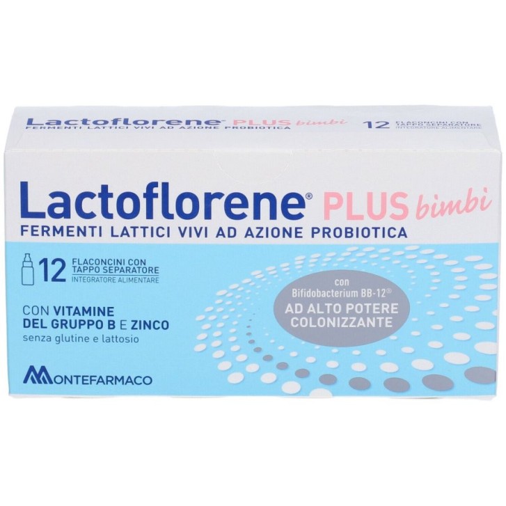 Lactoflorene Plus Bimbi Integratore Probiotico Senza Glutine e Lattosio 12 Flaconcini - Lactoflorene