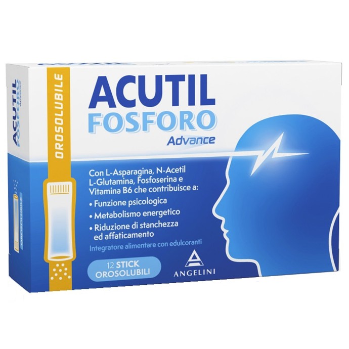 Acutil Fosforo Advance Integratore con Fosforo e Vitamina B6 12 Stick Orosolubili - Acutil