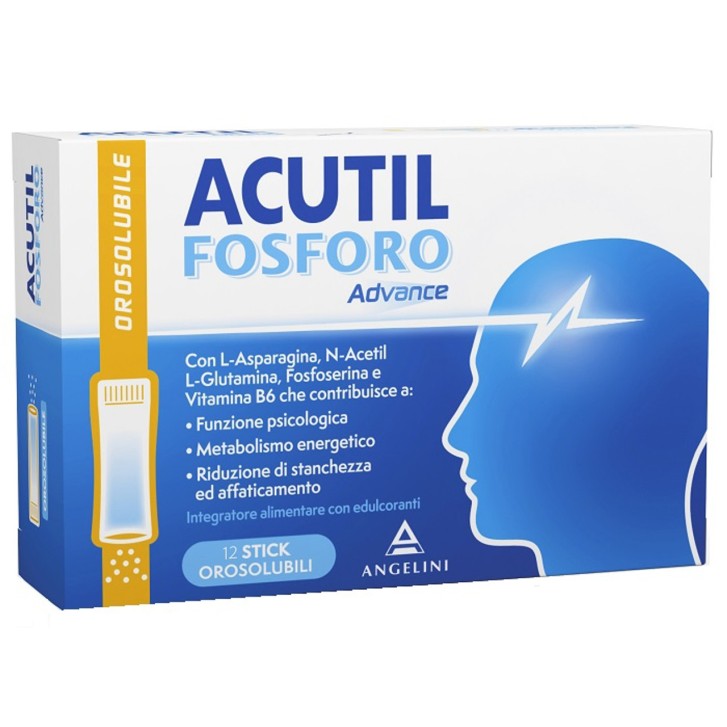 Acutil Fosforo Advance Integratore con Fosforo e Vitamina B6 12 Stick Orosolubili - Acutil