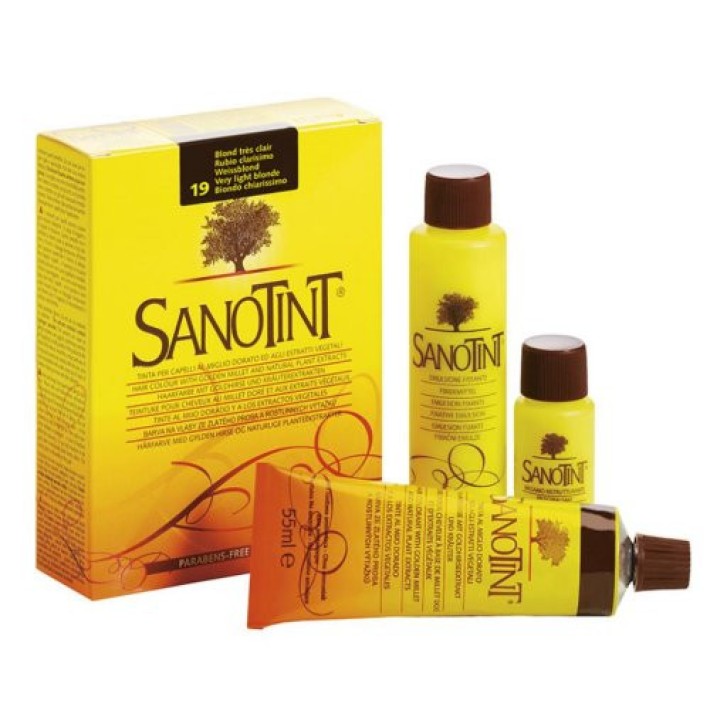 Tintura Capelli 19 Biondo Chiarissimo Colorazione Naturale senza Ammoniaca - Sanotint