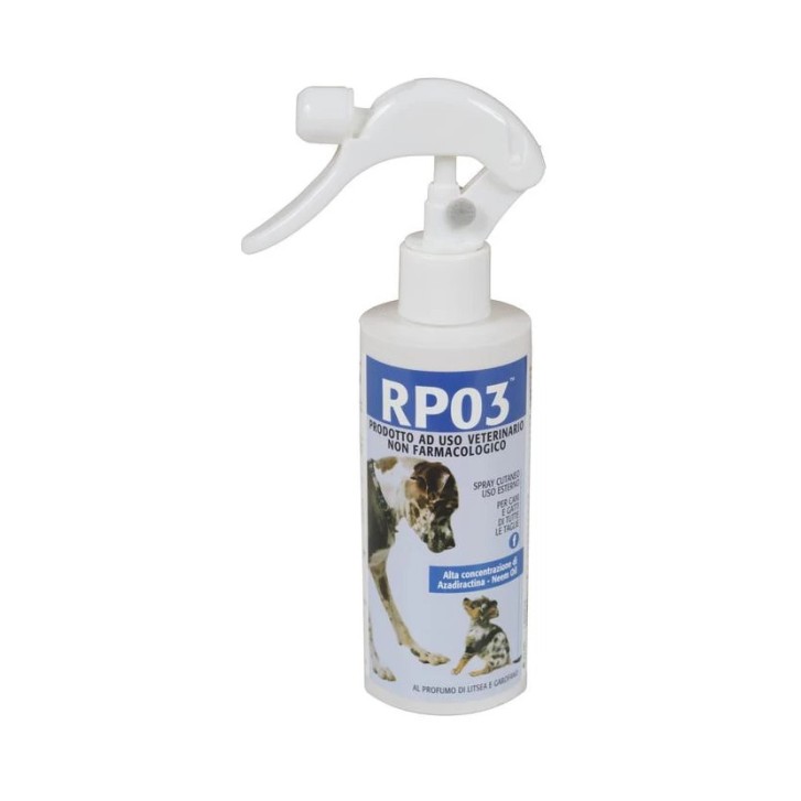 Spray cutaneo naturale per cani e gatti effetto barriera resistente all\'acqua 200ml - Rp03