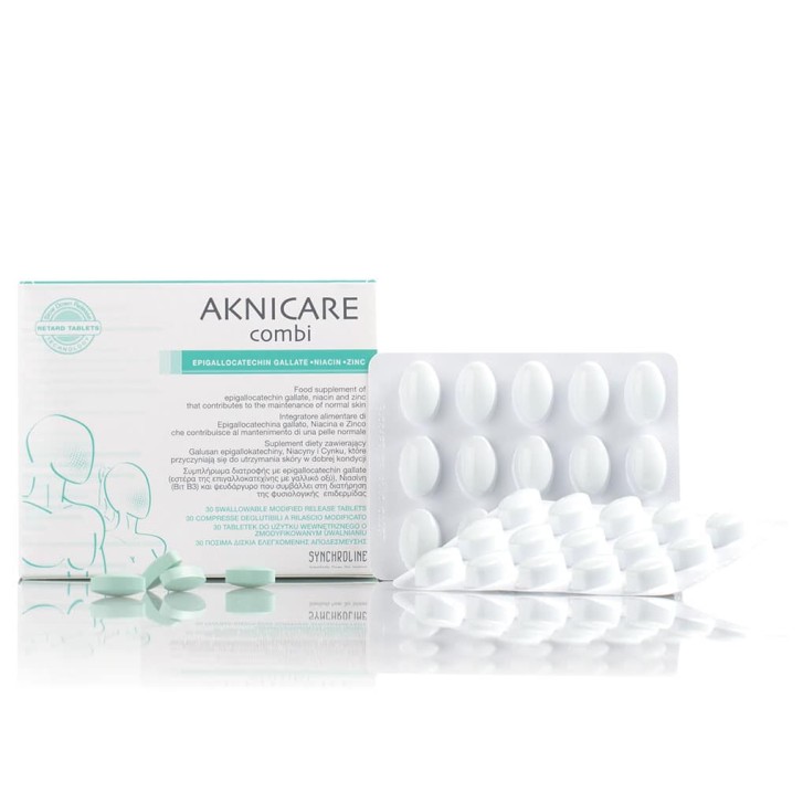 Aknicare Combi Integratore per Acne con Epigallocatechina e Zinco 30 Compresse - Synchroline