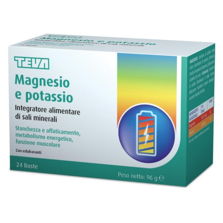 Integratore Magnesio e Potassio Energia Muscoli Pressione 24 bustine - TEVA