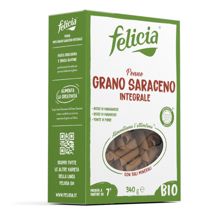 Penne Grano Saraceno Integrale Biologiche Senza Glutine 340g - FELICIA BIO
