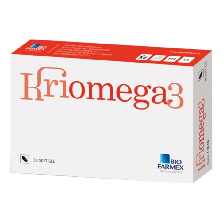 KRIOMEGA 3 Integratore Olio di Krill Omega 3 EPA DHA 30 Capsule Softgel - BIOFARMEX