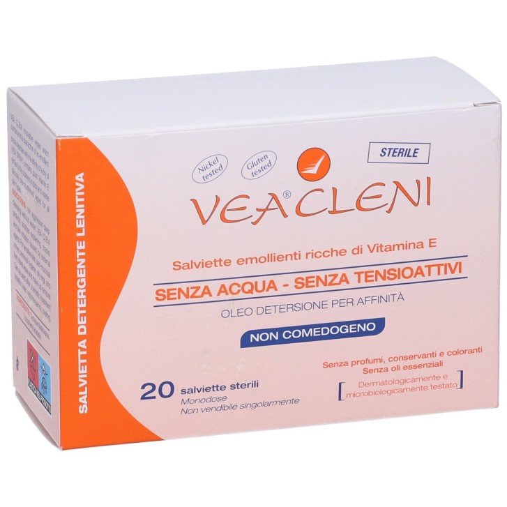VEA CLENI Salviette Detergenti Emollienti Non Comedogene Sterili 20 pz - VEA