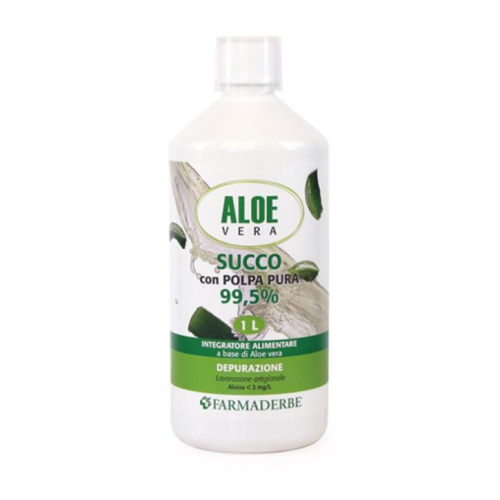Succo di Aloe Vera Puro Integratore Alimentare 99,5% Senza Glutine 1000 ml - FARMADERBE