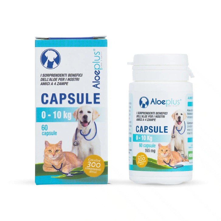 Integratore Alimentare per Cani e Gatti fino a 10kg 60 Capsule - ALOEPLUS