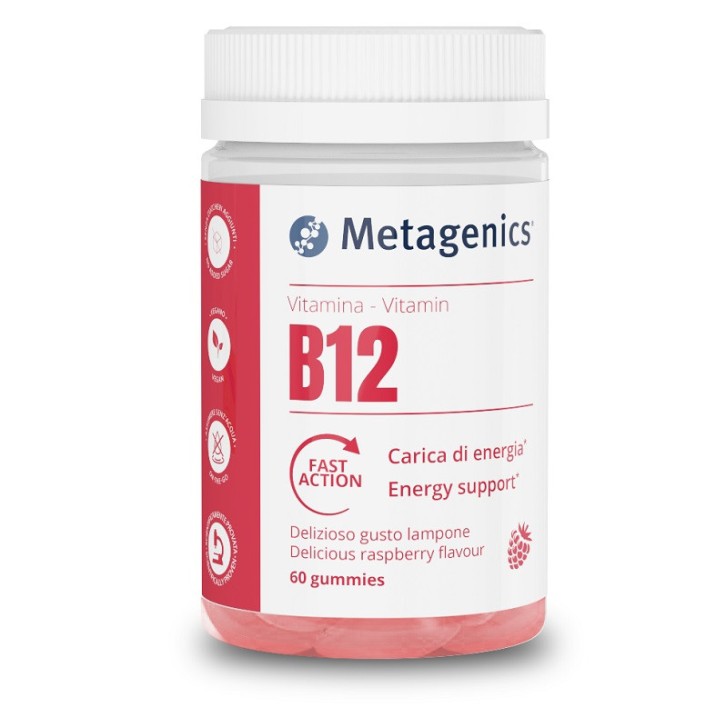 Vitamina B12 Metilcobalamina Integratore 500mcg 60 Gummies Gusto Lampone - METAGENICS