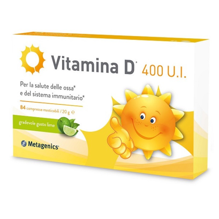 Vitamina D3 400 UI Integratore 84 Compresse Masticabili Gusto Lime Senza Glutine - METAGENICS