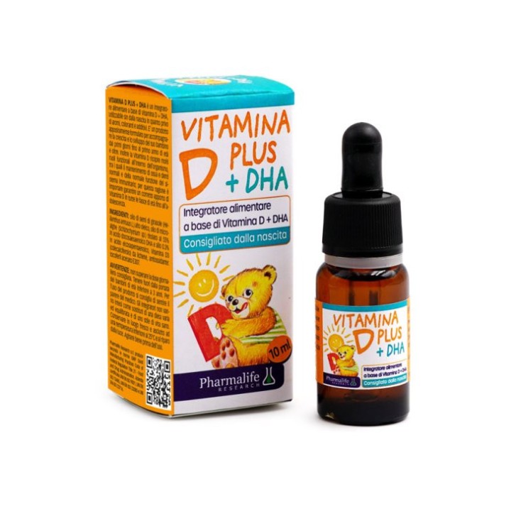 Vitamina D Plus DHA Integratore Alimentare per Crescita Flacone 10ml - PHARMALIFE RESEARCH