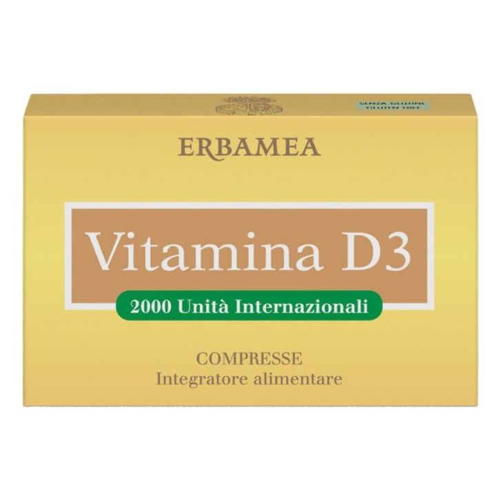 Vitamina D3 Integratore 50mcg per Ossa Denti e Sistema Immunitario 90 Compresse - Erbamea