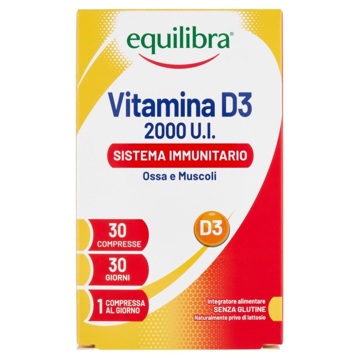 Vitamina D3 2000 UI Integratore Alimentare Sistema Immunitario 30 Compresse - EQUILIBRA
