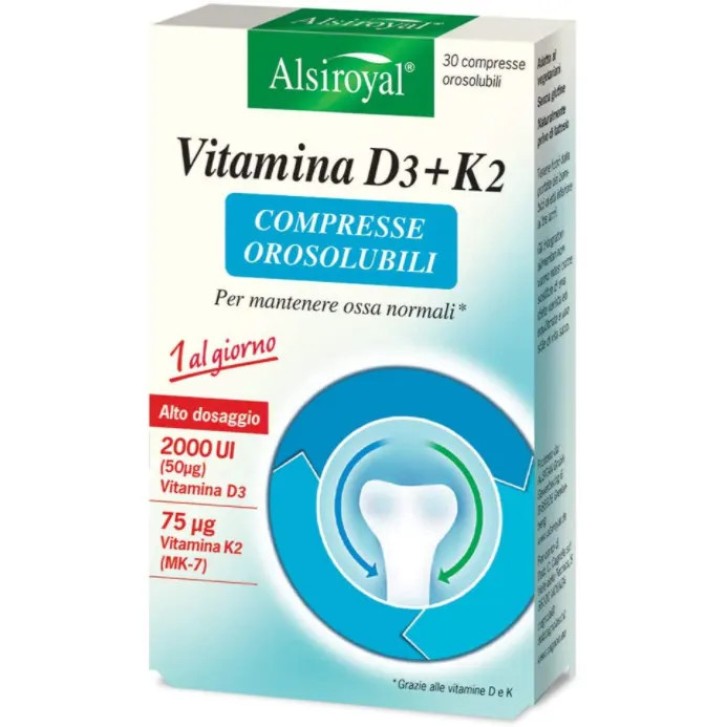 Integratore Vitamina D3 50mcg + K2 75mcg 30 Compresse Orosolubili - ALSITAN
