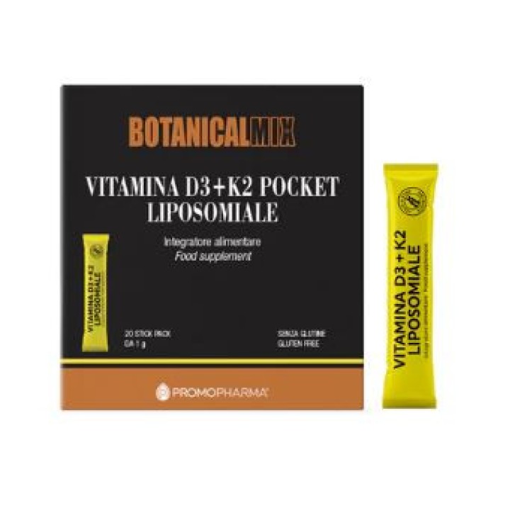 Vitamina D3+K2 Liposomiale Integratore 33,3 mcg D3 74 mcg K2 20 Stick - PROMOPHARMA