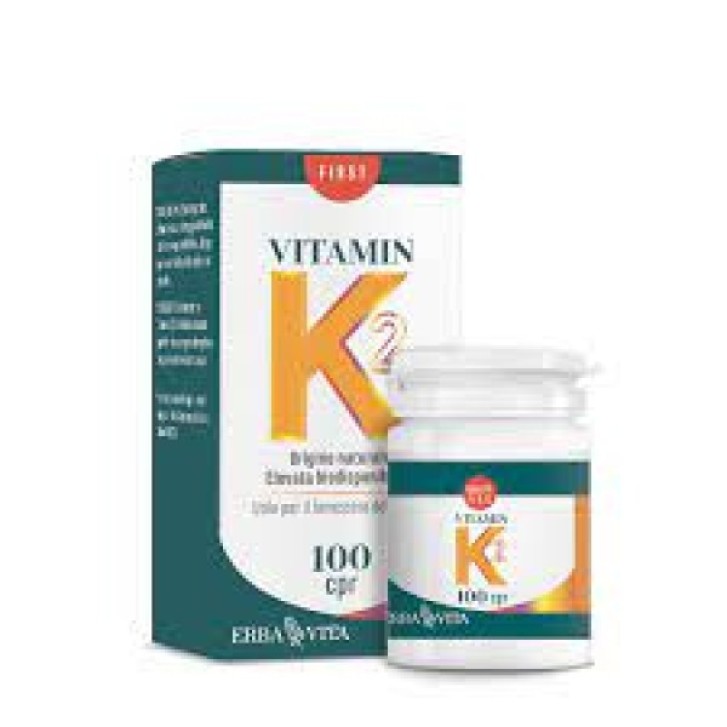 Vitamina K2 Integratore 200mcg Vegano per Ossa 100 Compresse - ERBA VITA