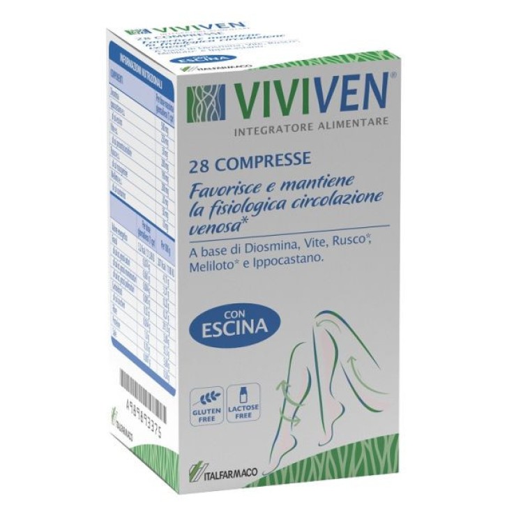 VIVIVEN Integratore Microcircolo e Circolazione Venosa 28 Compresse Senza Glutine - VIVIVEN