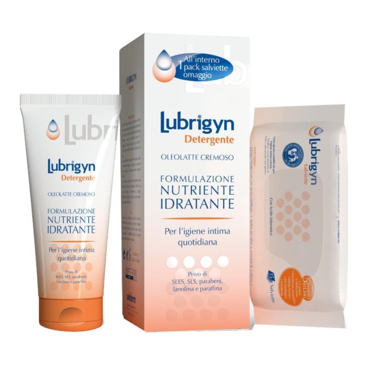 Set Igiene Intima Detergente 200ml e 15 Salviettine per Pelli Sensibili - LUBRIGYN