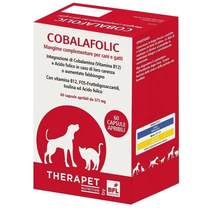 COBALAFOLIC Integratore Vitamina B12 e Acido Folico per Cani e Gatti 60 Capsule - THERAPET