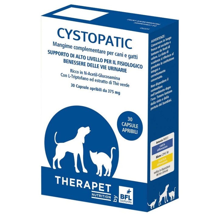 Cystopatic Integratore Vie Urinarie per Cani e Gatti 30 Capsule 11,25g - THERAPET Cystopatic Integratore Vie Urinarie per Cani e Gatti 30 Capsule 11,25g - THERAPET