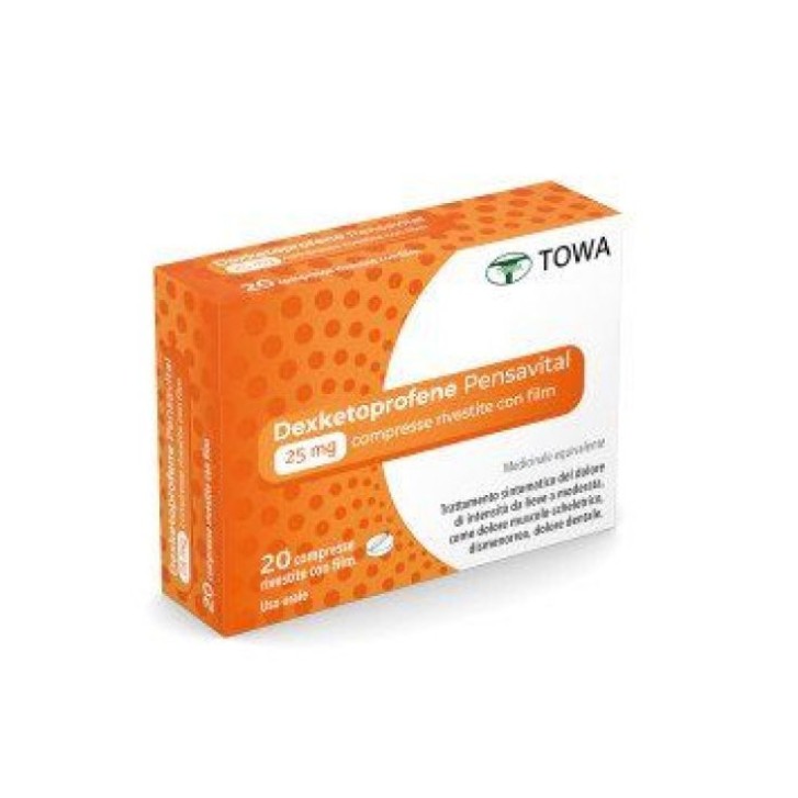 Dexketoprofene Antidolorifico FANS 25mg 20 Compresse Rivestite per Dolore - PENSAVITAL