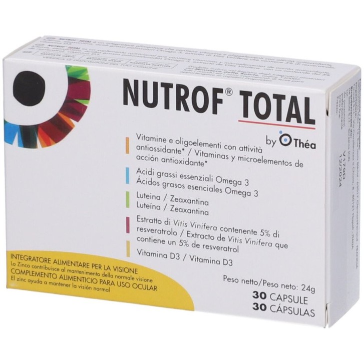 NUTROF TOTAL Integratore Vista con Omega 3 Luteina Zeaxantina 30 Capsule - FARMED NUTROF TOTAL Integratore Vista con Omega 3 Luteina Zeaxantina 30 Capsule - FARMED