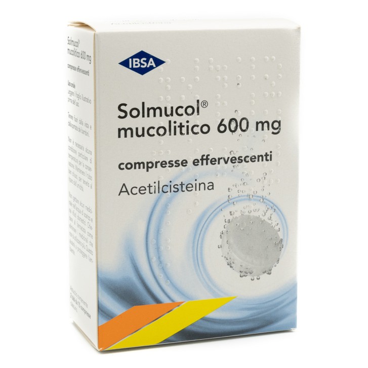 SOLMUCOL Mucolitico Acetilcisteina 600mg per Vie Respiratorie 30 Compresse Effervescenti