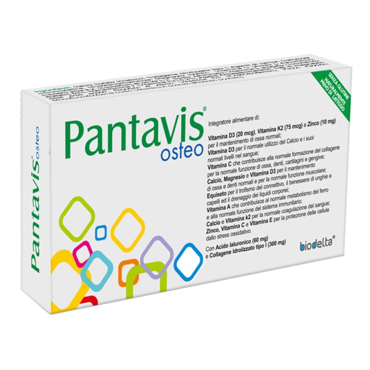 Pantavis Osteo Integratore per Ossa con Collagene e Acido Ialuronico 30 Compresse - BIODELTA Pantavis Osteo Integratore per Ossa con Collagene e Acido Ialuronico 30 Compresse - BIODELTA