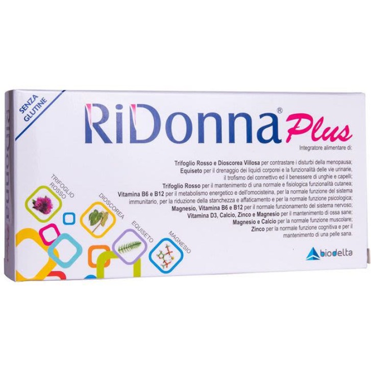 Ridonna Plus Integratore Menopausa con Calcio Magnesio Zinco 30 Compresse - BIODELTA Ridonna Plus Integratore Menopausa con Calcio Magnesio Zinco 30 Compresse - BIODELTA