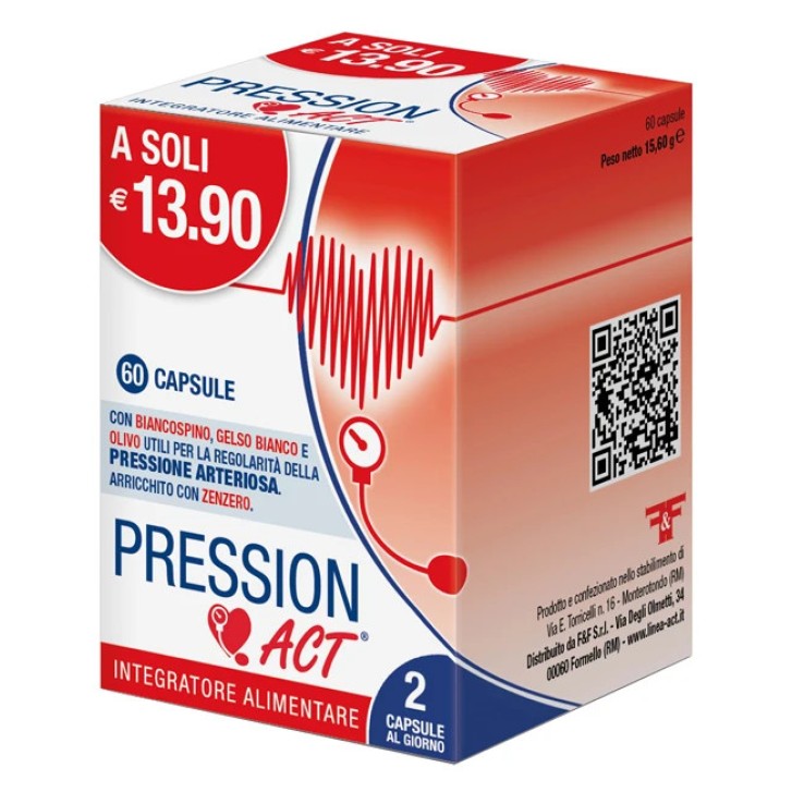 PRESSION ACT Integratore Pressione Arteriosa con Biancospino e Olivo 60 Capsule - F&F
