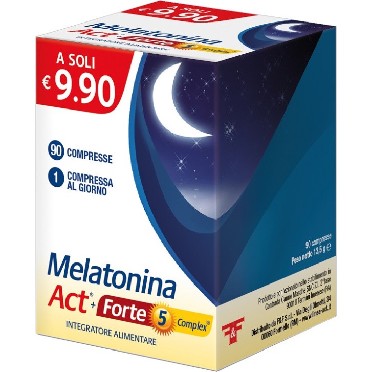 Melatonina Act + Forte 5 Complex Integratore Sonno 1mg 90 Compresse - F&F