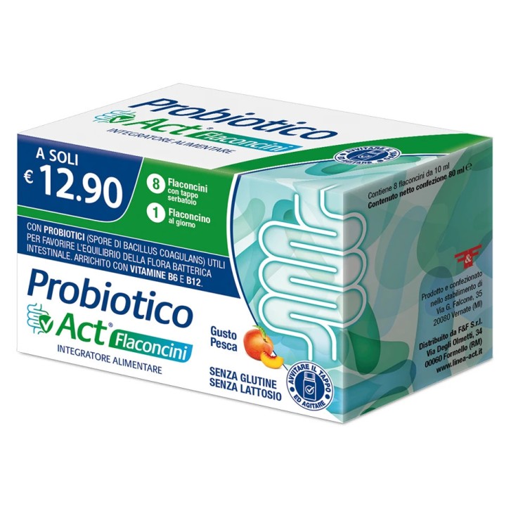 Probiotico Act Integratore Alimentare Flora Batterica 8 Flaconcini 10ml - F&F SRL