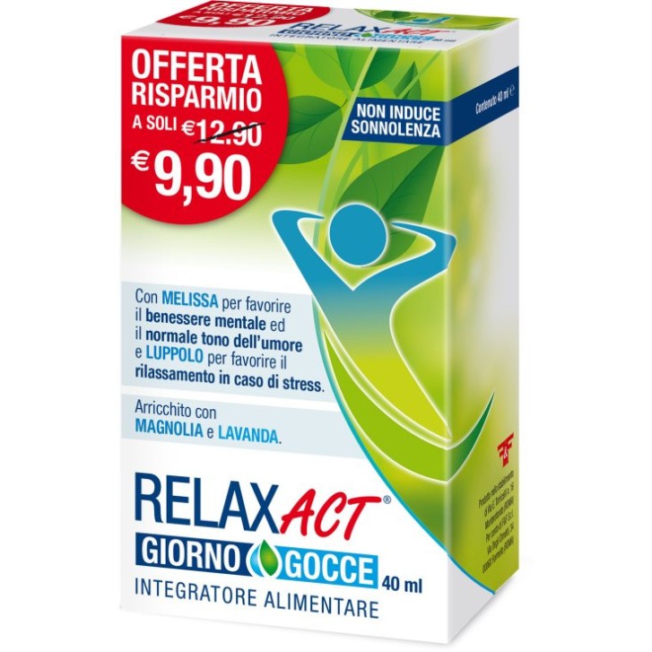 Relax Act Giorno Integratore Calmante con Melissa e Luppolo Gocce 40ml - F&F