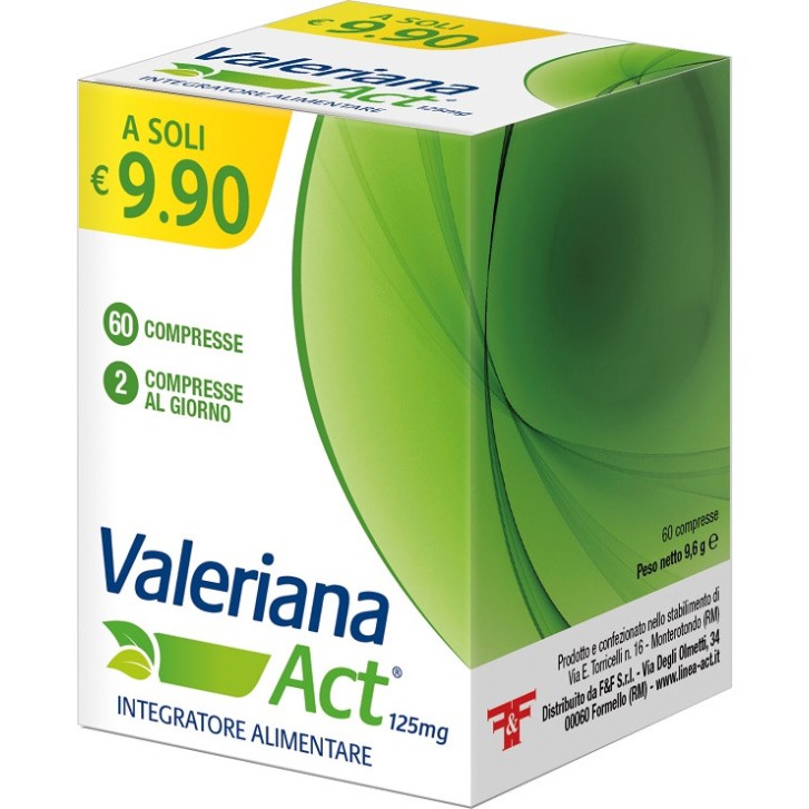 Valeriana Act Integratore Rilassante per Stress e Sonno 125mg 60 Compresse - F&F