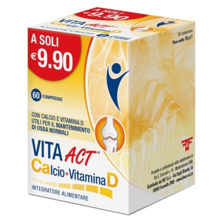 Integratore Calcio e Vitamina D per Ossa e Denti 60 Compresse - F&F