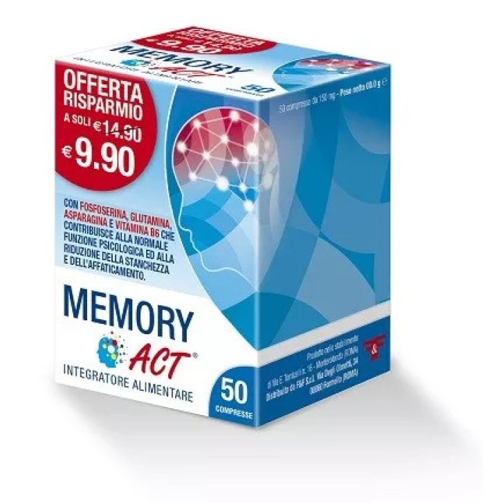 Memory Act Integratore per Memoria e Concentrazione 50 Compresse - F&F