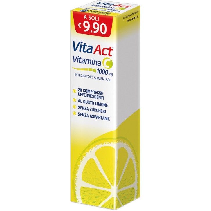 Vita Act Integratore Vitamina C 1000mg 20 Compresse Effervescenti al Limone - F&F