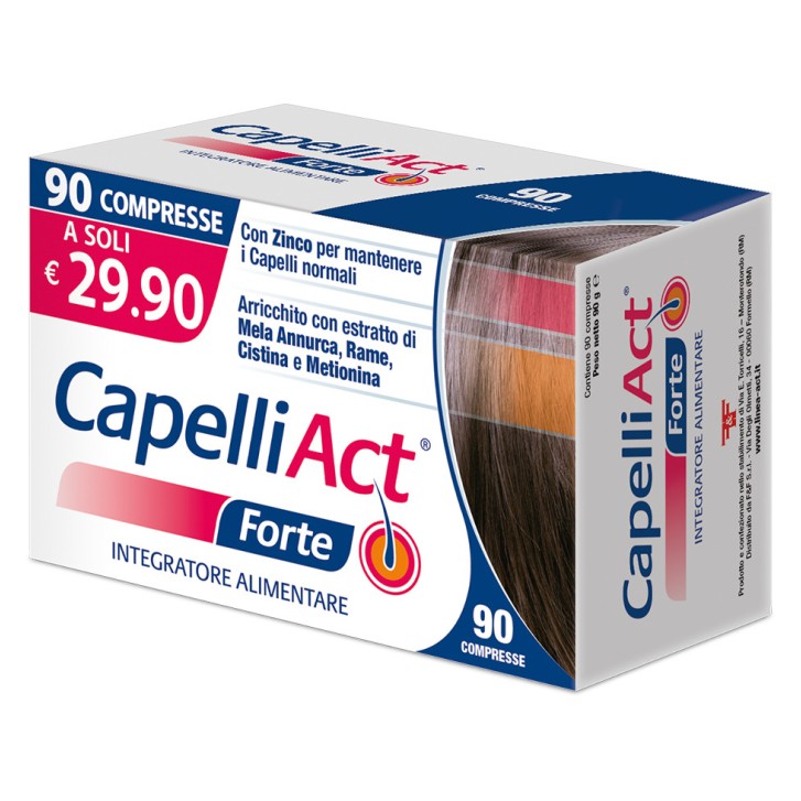 Capelli Act Forte Integratore Capelli con Zinco e Mela Annurca 90 Compresse - F&F