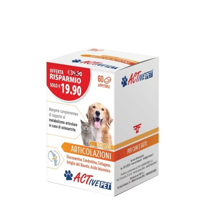 Articolazioni Integratore Supporto Articolare per Cani e Gatti 60 Compresse - ACTIVE PET