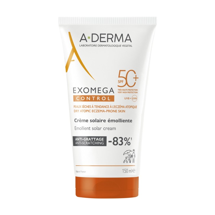 A-Derma Exomega Control Crema Solare SPF50+ per Pelle Atopica 150ml - A-Derma