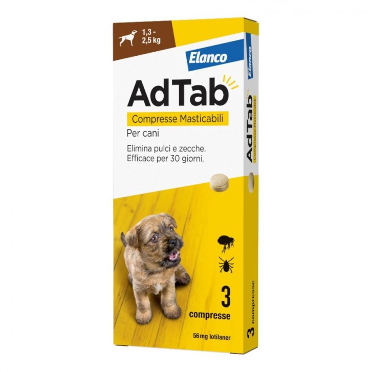 AdTab Compresse Masticabili Antiparassitario Cani 1.3-2.5kg 56mg - Elanco