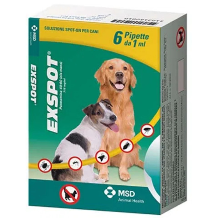 Exspot Antiparassitario Spot-on per Cani con Permetrina 6 Pipette 1ml - EXSPOT