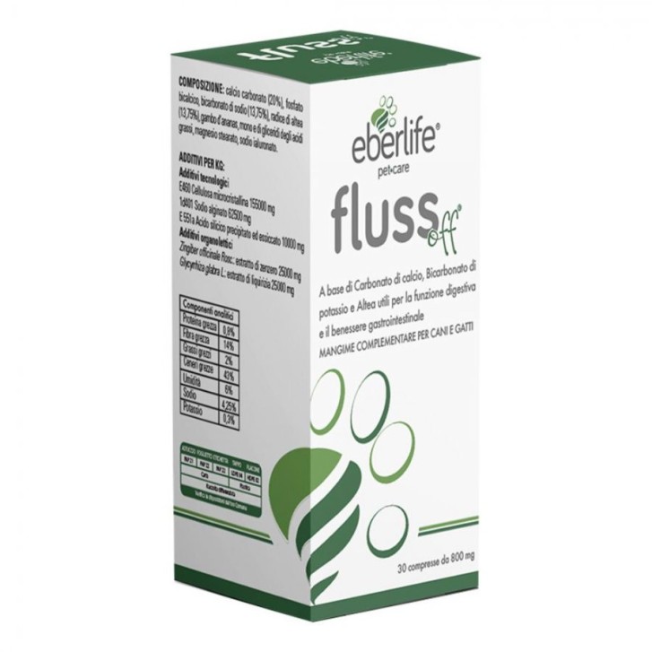 Flussoff Integratore Alimentare per Animali 30 Compresse 800mg - Eberlife Farmaceutici Flussoff Integratore Alimentare per Animali 30 Compresse 800mg - Eberlife Farmaceutici