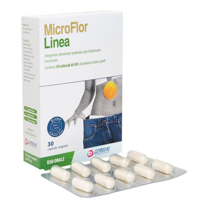 Microflor Linea Integratore Probiotico Senza Glutine e Lattosio 30 Capsule - Cemon