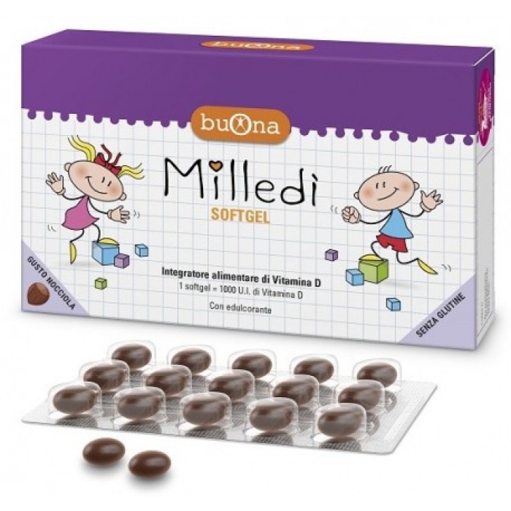 Milledì Integratore Vitamina D3 Bambini Gusto Nocciola 30 Softgel - Buona