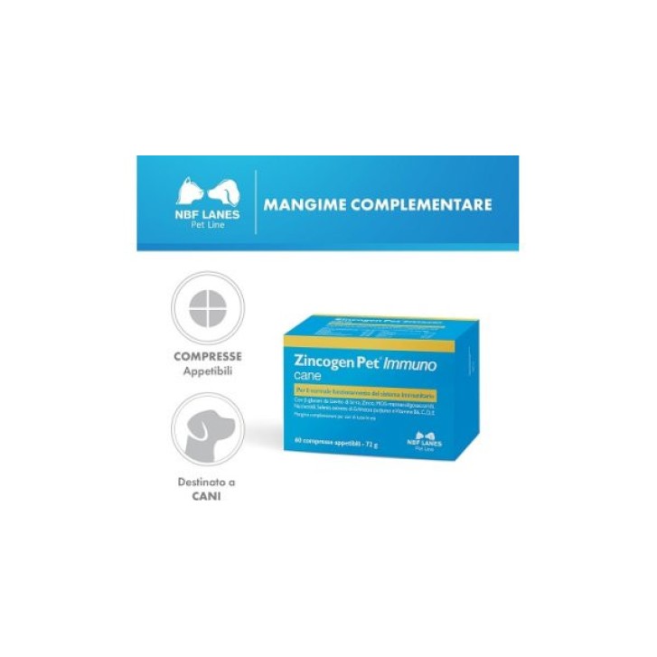 Zincogen Pet Immuno Supporto Immunitario per Cani 60 Compresse - N.B.F. LANES Zincogen Pet Immuno Supporto Immunitario per Cani 60 Compresse - N.B.F. LANES